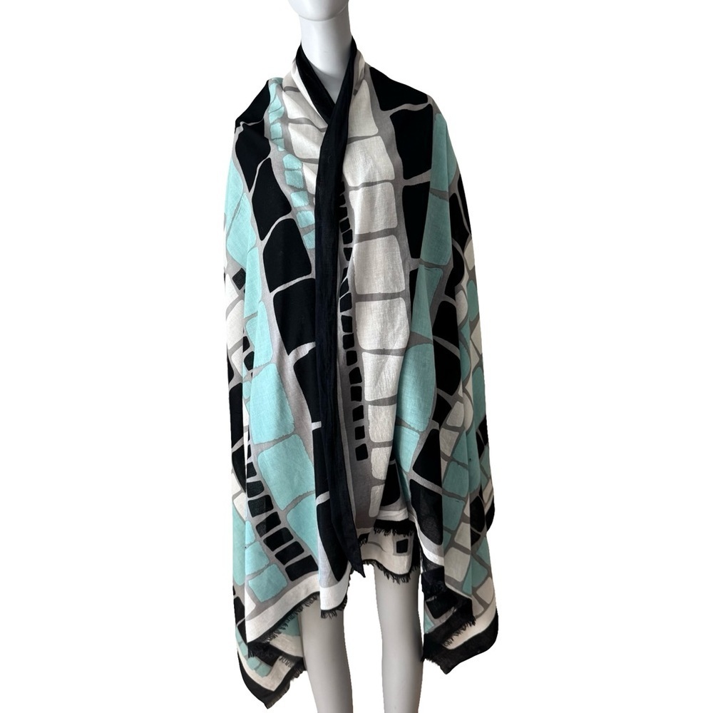MIR Oversized Graphic Bold Patterned Scarf Wrap Shawl Sarong Coverup 100% Cotton - Picture 6 of 16
